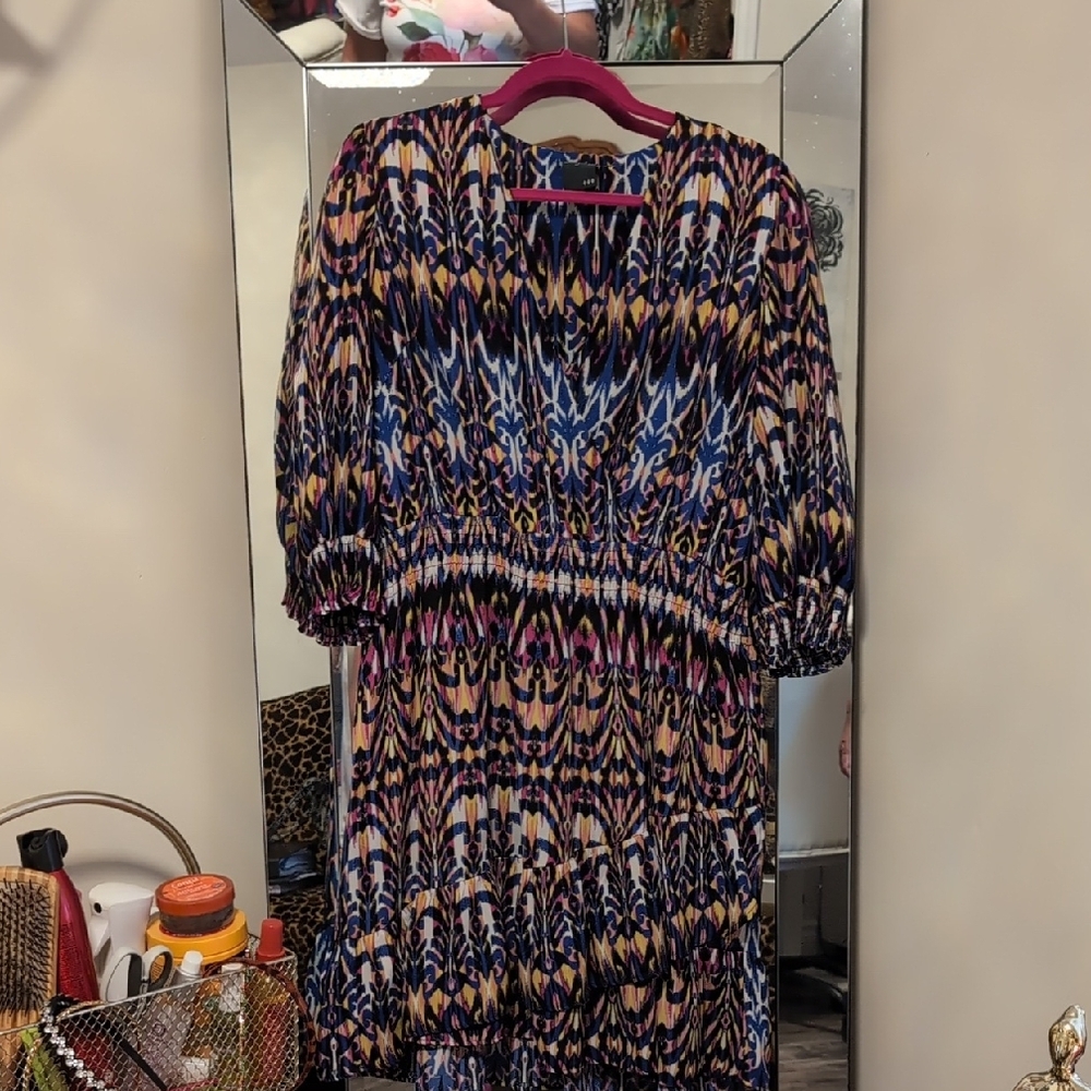 Gabby Skye Blue and White Scoop Neck Sweater Dress